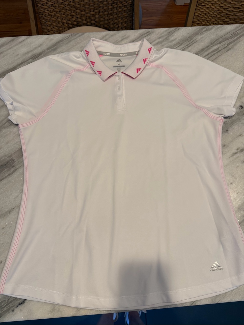 adidas White Polo with Pink Accents